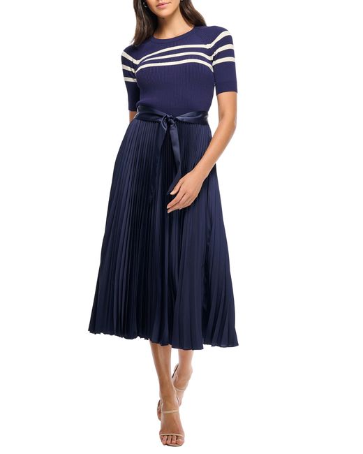 Shoshanna Women's Blue Sant'angelo Pleated Knit Kiana Dress