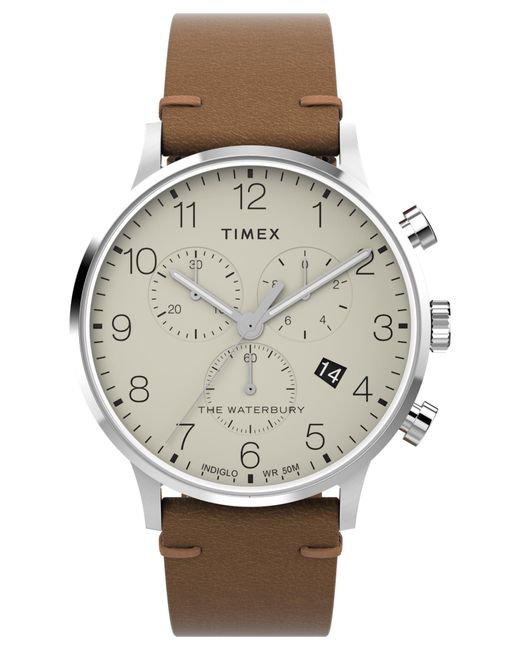 Timex Gray Brown Strap Cream Dial Stainless Steel for men