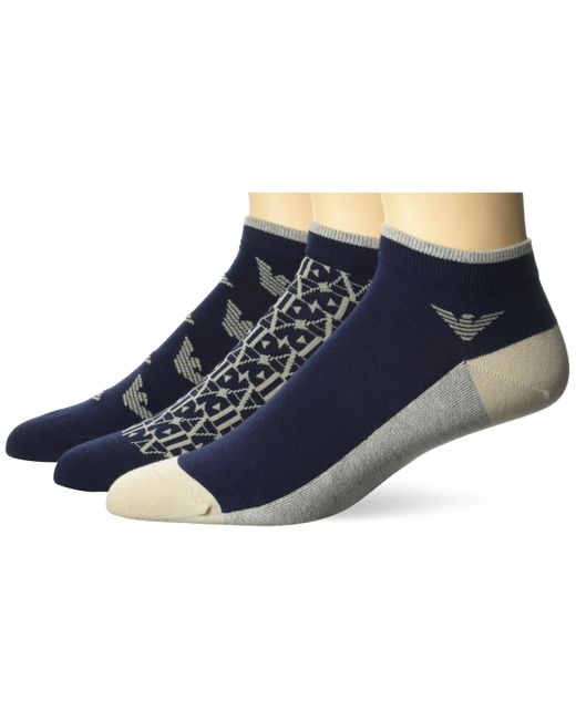 Emporio Armani Blue , 2-pack Sneaker Socks, Marine/marine/marine, One Size for men