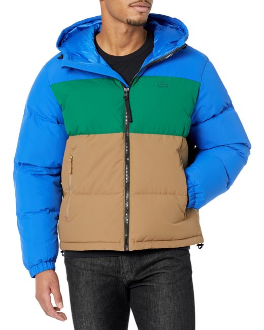 Lacoste Blue Color Blocked Short Puffed Jacket for men