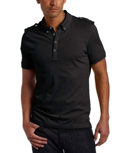 Kenneth Cole Black Polo With Epaulettes for men