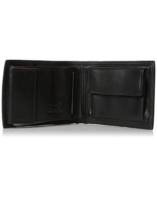 Buxton Leather Emblem Zip Convertible Nappa Lambskin Wallet in Black