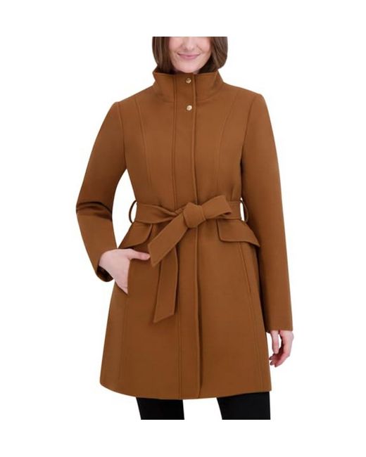 Laundry by Shelli Segal Brown Belted Faux Wool Jacket