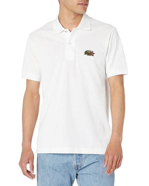 Lacoste White Contemporary Collection's Netflix Lupin Short Sleeve Classic Fit Polo Shirt for men