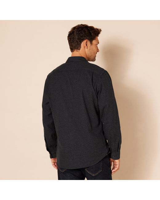 Amazon Essentials Black Slim-fit Long-sleeve Two-pocket Flannel Shirt for men