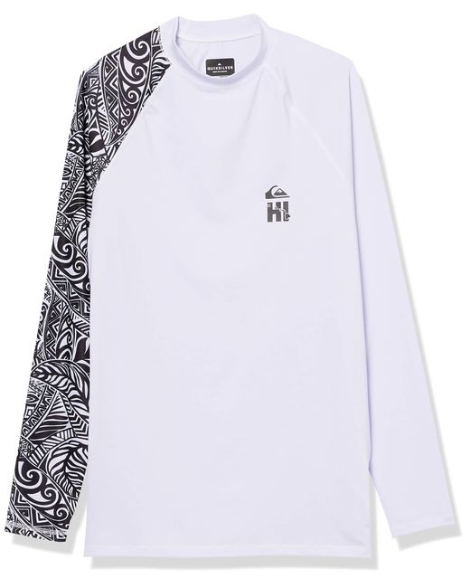 Quiksilver White Standard Ma Kai Ls Long Sleeve Rashguard Surf Shirt for men