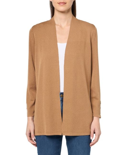 Anne Klein Natural Carmel Self Edge Kissing Front Cardigan