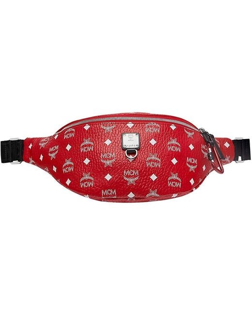 mcm red fanny pack