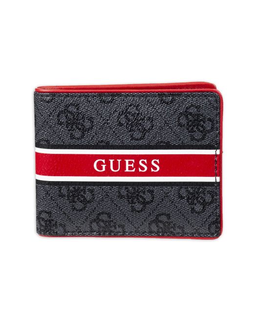 Guess Red Leather Slim Bifold Wallet for men