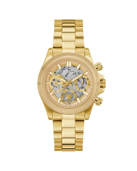 Guess Metallic Gold Tone Strap Clear Dial Two-tone