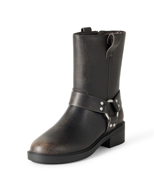 The Drop Black Lilith Short Moto Boot With Buckles