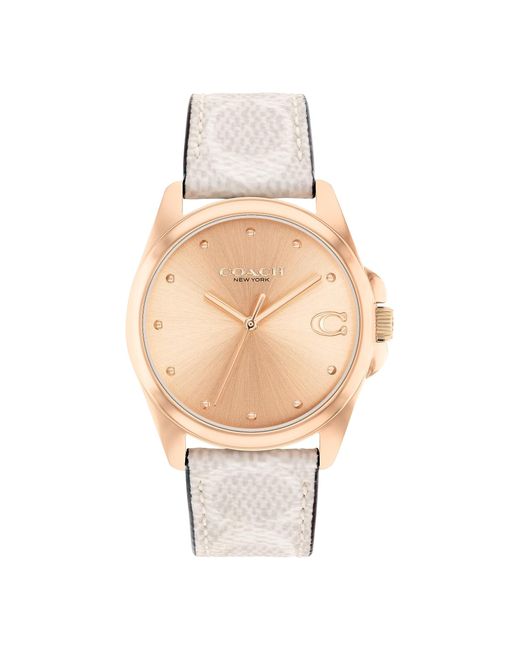 COACH White Greyson Watch | Water Resistant | Quartz Movement | Elevating Elegance For Every Occasion(model 14504113)