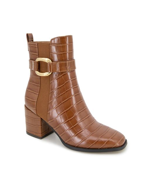 Kenneth Cole Brown Emerson Block Heel Bootie