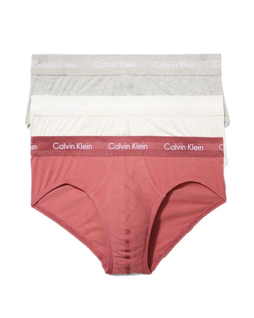 Calvin Klein Pink Cotton Stretch 3-pack Hip Brief for men