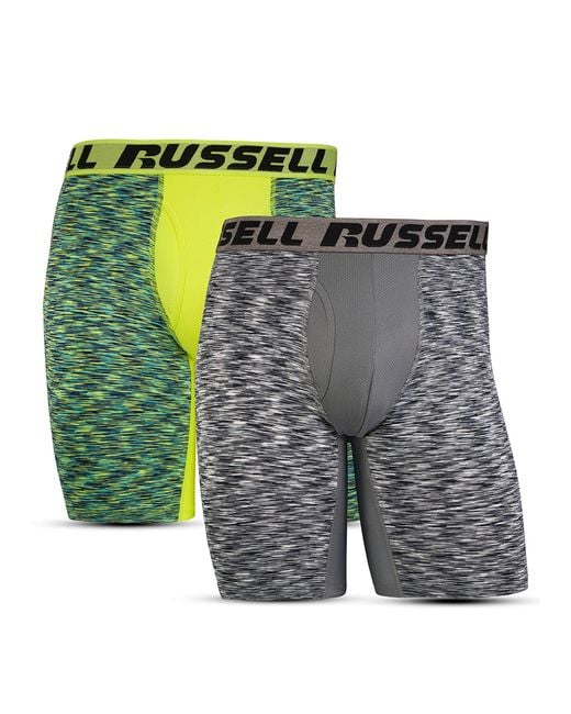 Russell Athletic Green 's Freshforce Odor Protection Performance Long Leg Boxer Briefs for men
