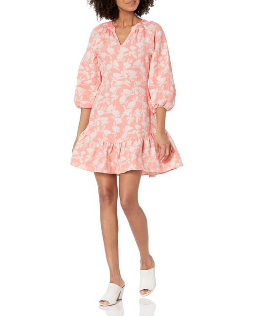 Shoshanna Pink Adelia Stencil Jacquard Mini Dress