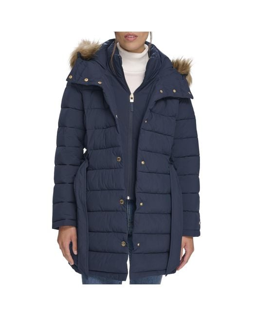 Tommy Hilfiger Blue Outerwear Long Puffer Coat,navy