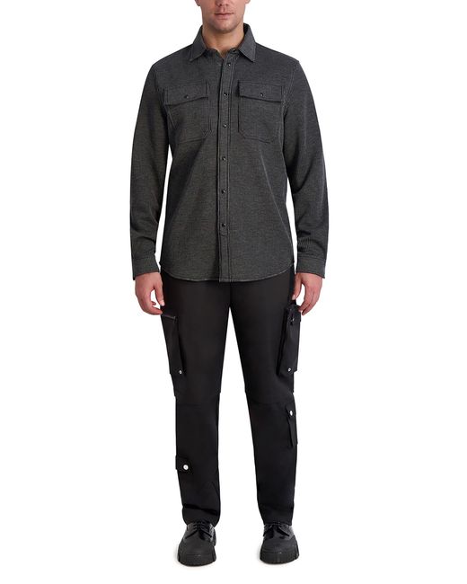 Karl Lagerfeld Black Paris Chest Pockets Striped Top for men