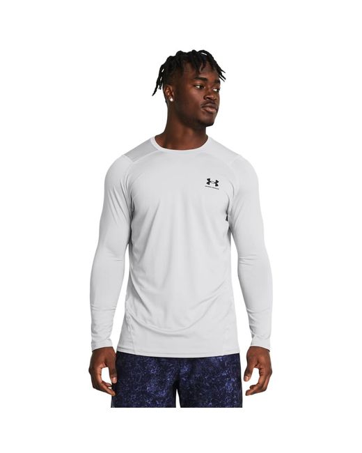 Under Armour White Heatgear Fitted Long-sleeve T-shirt for men