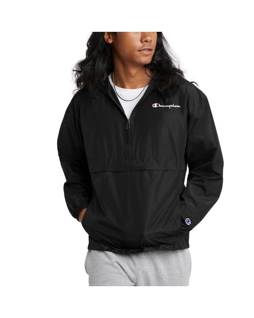 Champion Black , Stadium Packable Wind And Water Resistant Jacket for men