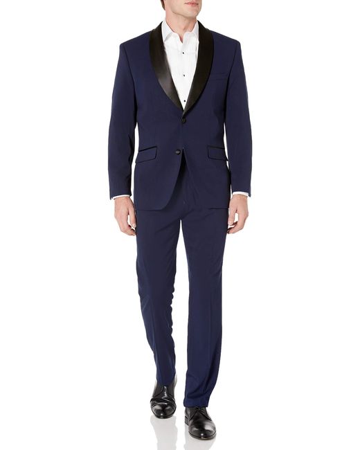 Perry Ellis Synthetic Slim Fit Stretch Wrinkle-resistant Tuxedo in Blue ...