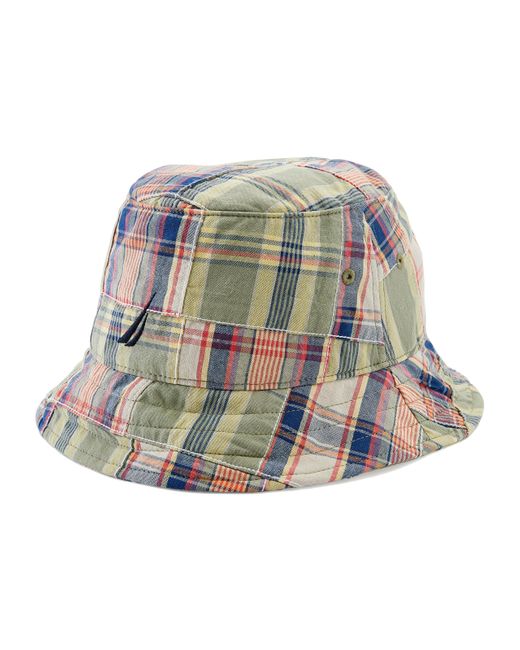 Nautica Green Reversible Madras Patchwork Plaid Bucket Hat for men