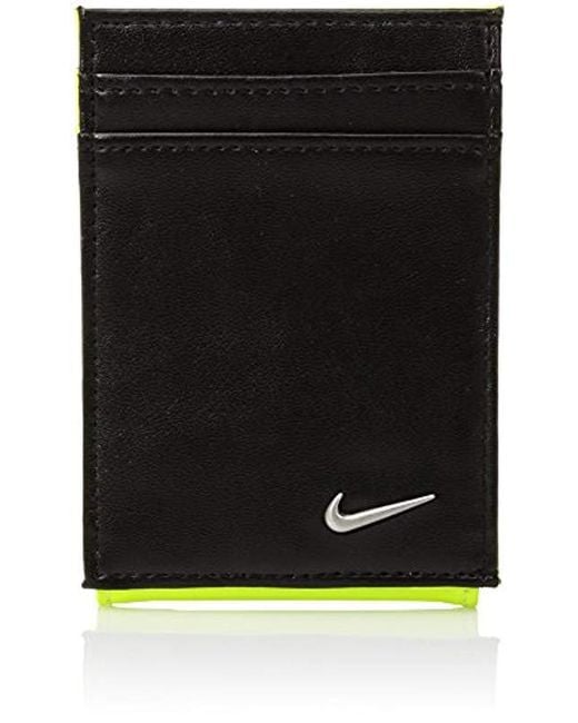 Nike Black Blocked Front Pocket Wallet W/magnetic Money Clip for men