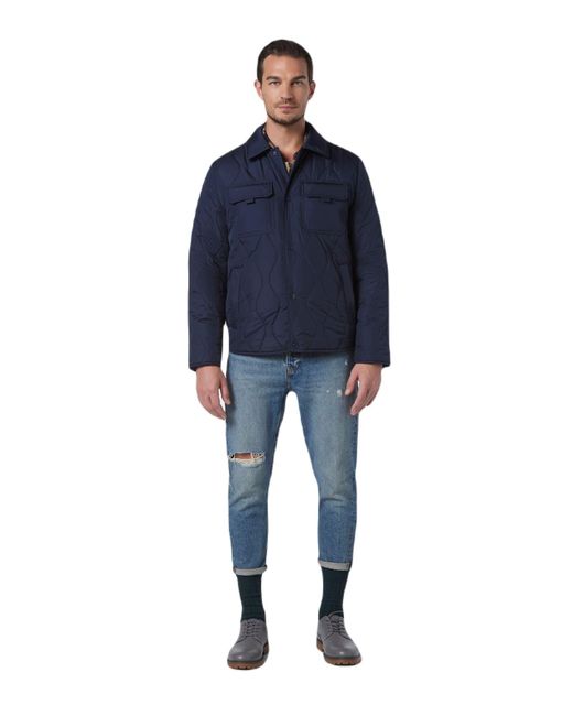 Andrew Marc Blue Short Water Resistant Niles Matte Sheel Shirt Jacket for men