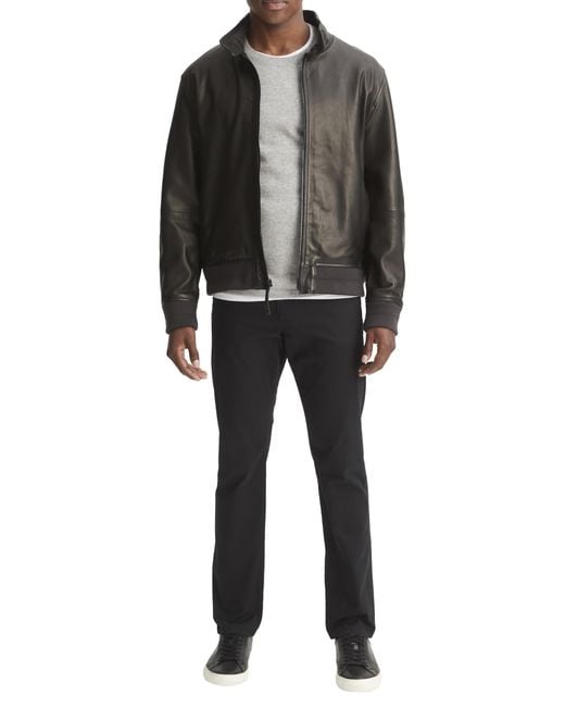 Vince Black Harrington Leather Bomber for men