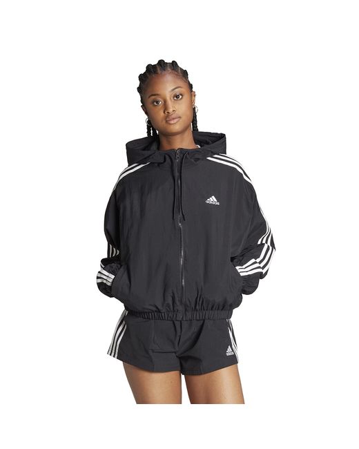 Adidas Black Essentials 3-stripes Woven Windbreaker