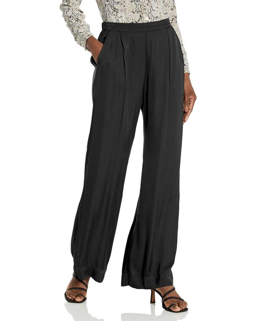 Velvet By Graham & Spencer Black Livi Satin Viscose Wide Leg Pant