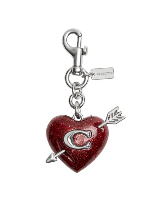 COACH Red Resin Heart With Arrow Bag Charm