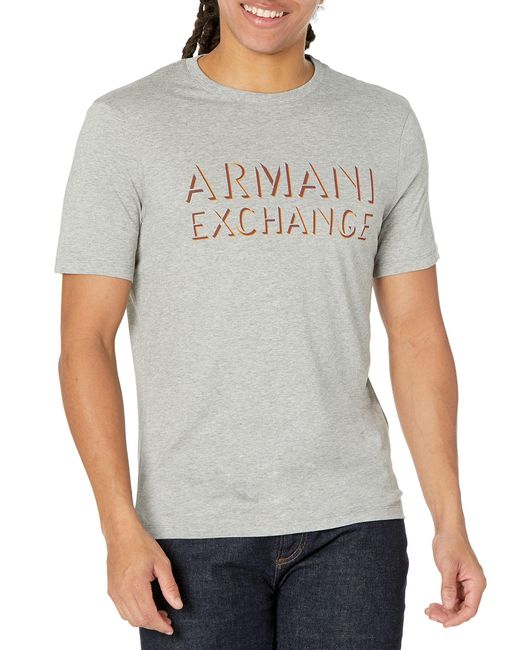 Emporio Armani Gray A | X Armani Exchange Shadow Logo Design Slim Fit T-shirt for men
