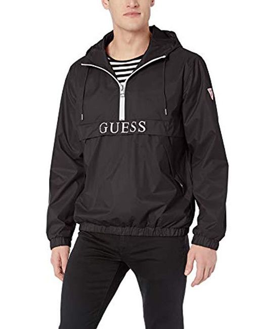 Guess Black Popover Windbreaker for men