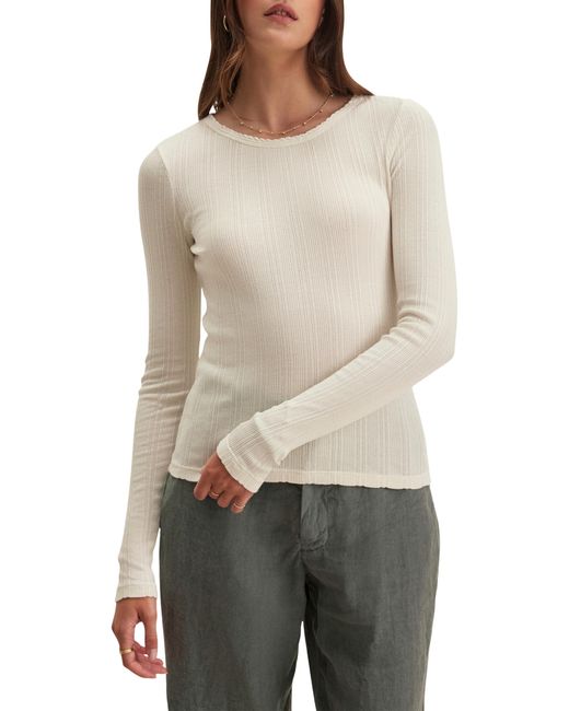 Velvet By Graham & Spencer Natural Mauri Pointelle Long Sleeve T-shirt