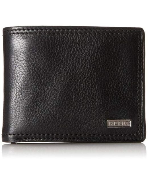 Fossil Relic By Mark Leather Traveler Bifold Wallet, Black for men