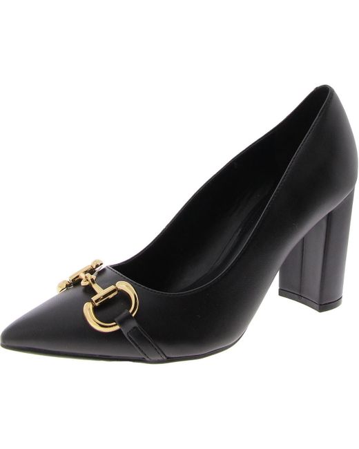 Marc Fisher Black Gruff Faux Leather Pointed Toe Pumps