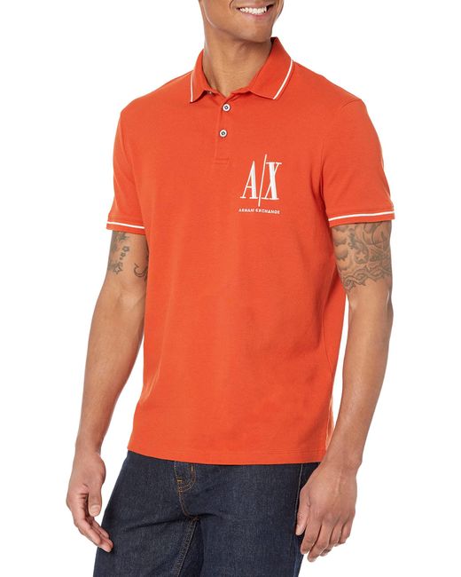Armani Exchange Embroidered Icon Logo Polo Shirt in Orange for Men Lyst