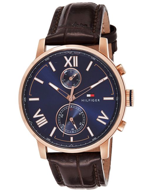 Tommy Analogue Watch With Leather Calfskin Strap in Blue for Men - Save 39% -