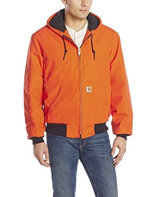 Carhartt Orange Quilted Flannel Lined Duck Active Jacket for men