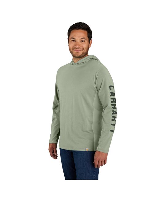 Carhartt Green Standard Force Relaxed Fit Midweight Long-sleeve Logo Graphic Hooded T-shirt for men