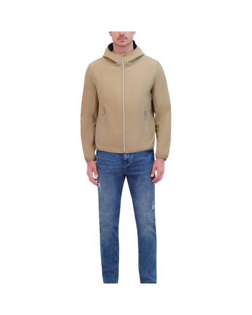 Kenneth Cole Blue Hooded Soft Shell With Coil Zip Detail for men