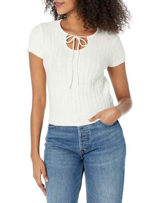 Guess Blue Short Sleeve Cable Cut Out Mariana Sweater