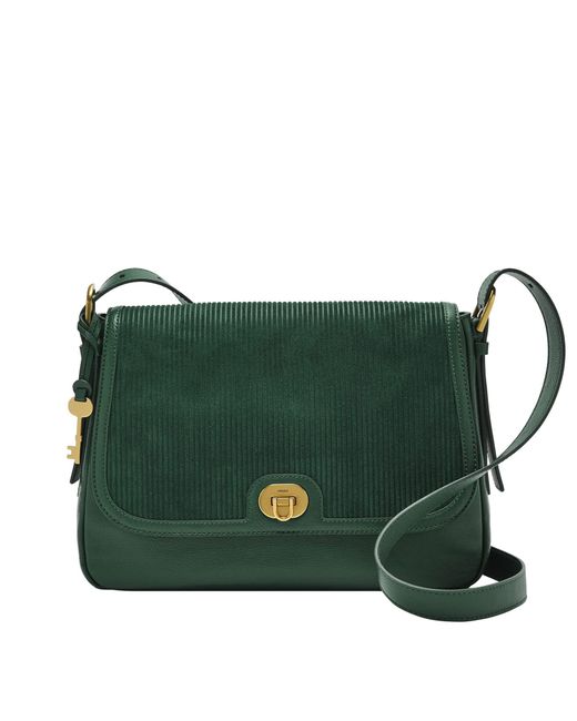 Fossil Leather Harper Flap Crossbody in Green Lyst