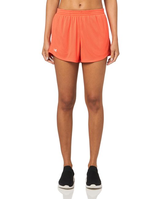 Under Armour Orange S Tech Play Up Mesh Shorts,