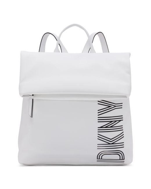DKNY Classic Tilly Md Foldover Backpack in White Lyst