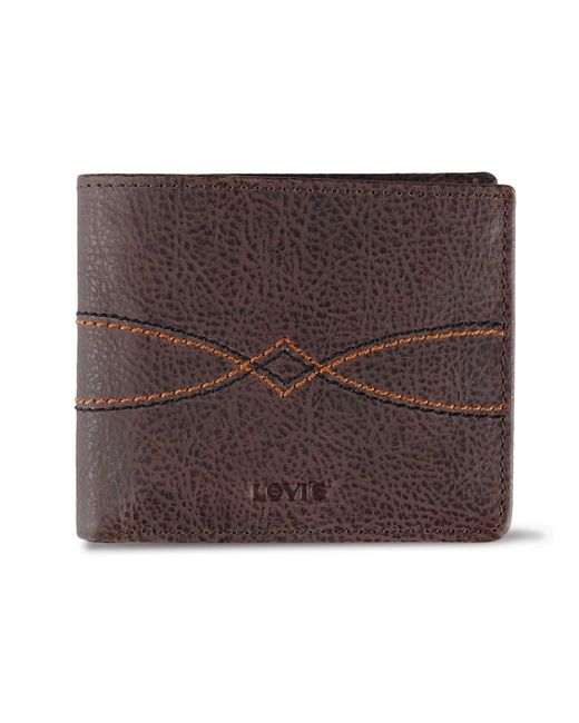 Levi's Brown Rfid Western Stitch Extra Capacity Wallet for men