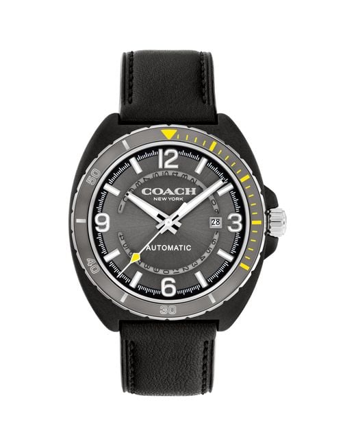 COACH Black Calfskin Leather Strap - Self-winding - Premium Fashion - Gift For for men