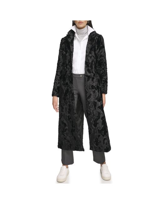 Calvin Klein Black Velvet Long Walker Jacket