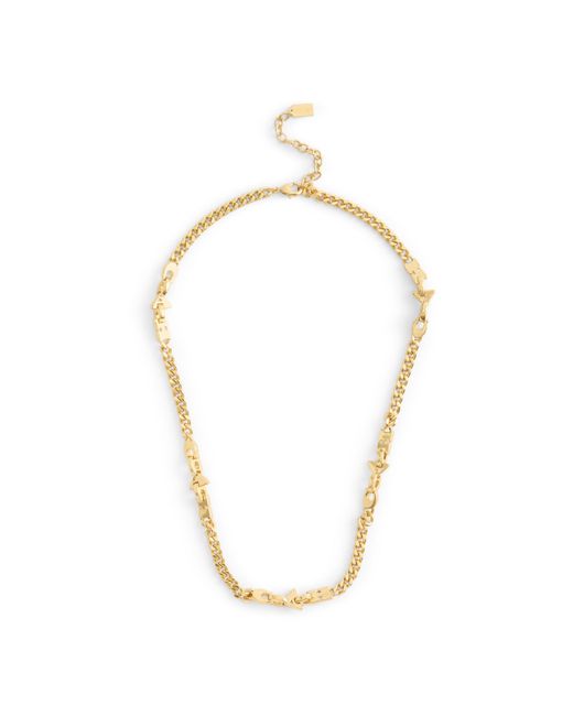 COACH Metallic Jumbled Signature Logo Link Necklace